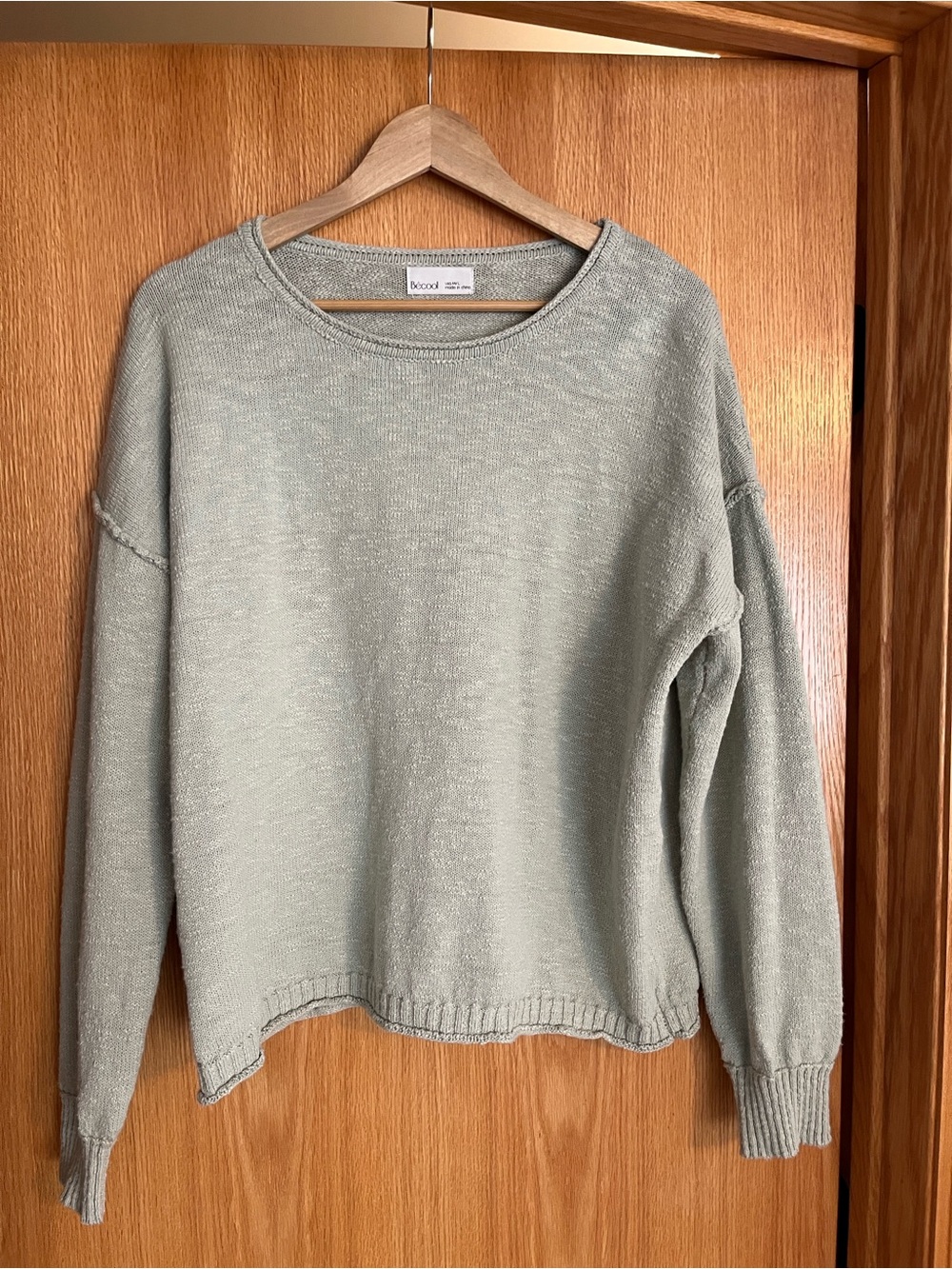 Classic Crewneck Sweater in Sage Green - Lightweight Everyday Knit